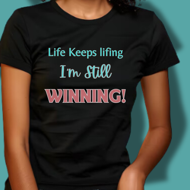 Image of t-shirt with Life Keeps Lifing slogan